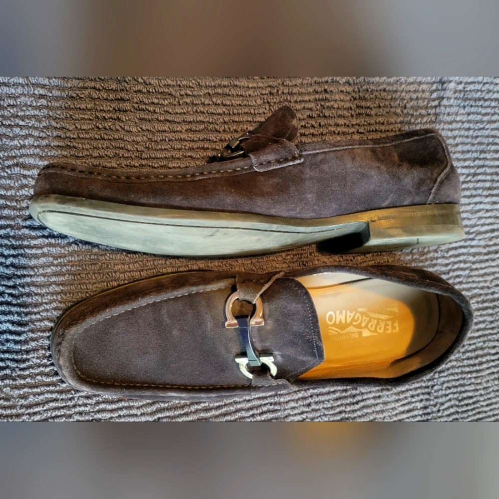 Salvatore Ferragamo suede navy loafer